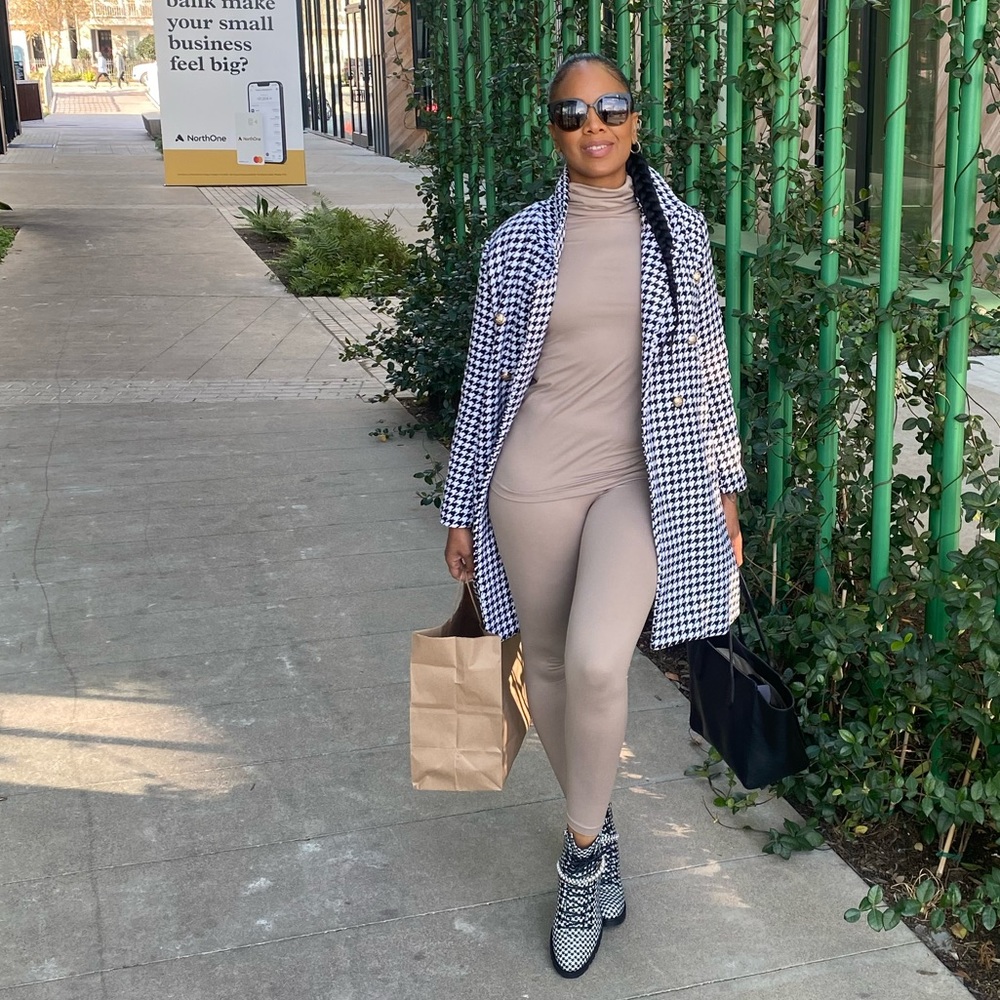 Houndstooth Double Breasted Peacoat